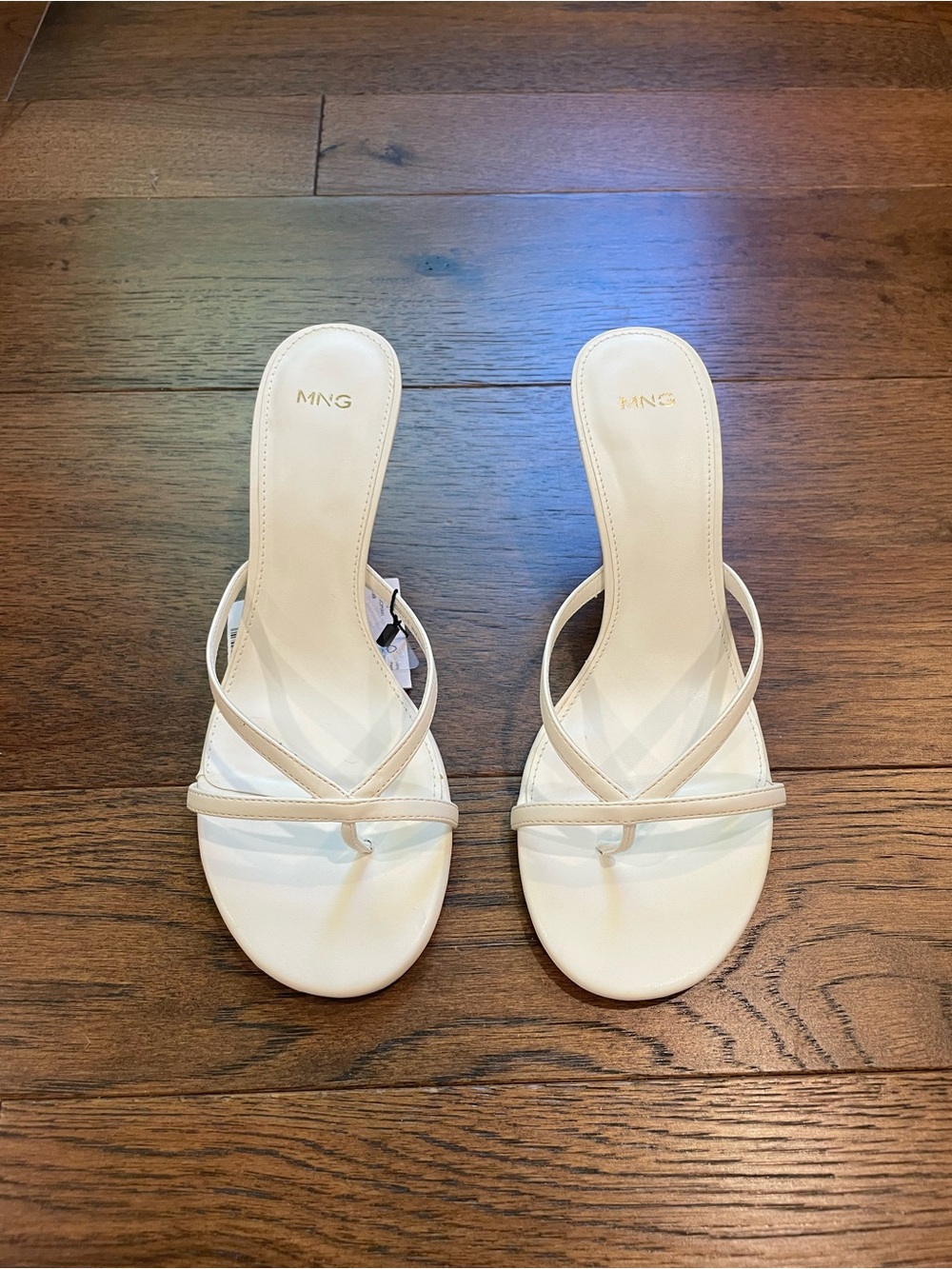 Mango Cream Strappy Kitten Heel Sandals